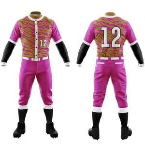 Sublimación personalizada Adultos Béisbol/Softball Uniformes 100% Poliéster Transpirable Secado rápido Cuello en V Tallas grandes Paquete Logotipo personalizado - Product Image 1