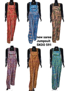 ชุดจั๊มสูทผ้าไหมส่าหรีสำหรับผู้หญิงชุดฟิวชั่นแบบตะวันตกชุดอินเดียดั้งเดิมสวมใส่ได้ทั้งวัน - Product Image 5