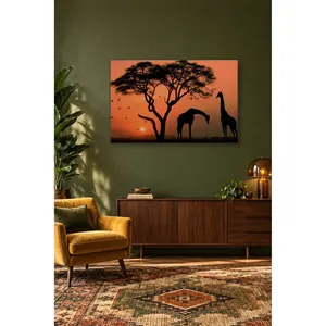 Impression sur toile Fida Acacia Tree and Giraffe Silhouette Sunset - Product Image 2