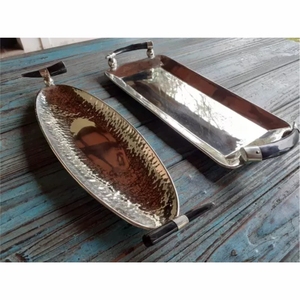 Personnalisé fait à la main meilleure vente meilleure qualité très exigeant décor de salle à manger de luxe plateau de service avec poignée en corne pour usage domestique - Product Image 6