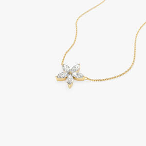 Collar Único de Oro Puro de 14K y 18K con Diamantes Cultivados en Laboratorio, Corte Brillante Marquise, Diseño Floral, Regalo de Cumpleaños para Ella - Product Image 2