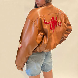 Veste d'hiver pour femme en cuir véritable respirant avec col amovible, ceinture élastique brodée en chenille personnalisée de haute qualité - Product Image 6