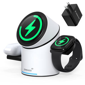 Estación de carga inalámbrica CylinTrick R 3-en-1-<span class=keywords><strong>Blanco</strong></span>-Enchufe estadounidense - Product Image 1