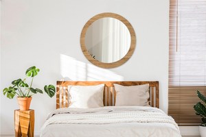 Textura de madera, bronce, espejo de pared único, regalo para mujeres con espejo de vidrio templado para decoración de pared única - Product Image 5