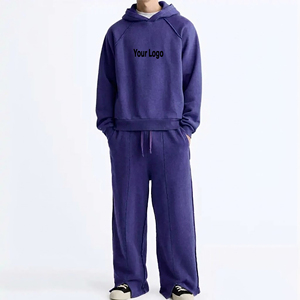 Survêtements de streetwear imprimés de qualité supérieure, coupe classique, couleur unie, poids moyen, 100% coton molletonné, hip-hop, hiver, pour hommes - Product Image 1