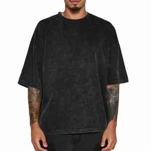 2026 nueva camiseta de manga corta con parche bordado desgastado para hombre, ropa de calle de algodón 100%, diseño de serigrafía sólida - Product Image 5