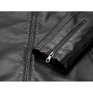 Men's Vintage Genuine <b>Leather</b> <b>Jacket</b> Stand Collar Soft <b>Long</b> Lasting Great Winter Any Occasion High Street Style Patchwork High - Product Image 5