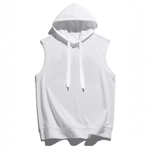 Vêtements de sport sweats à capuche sans manches séchage rapide 100% coton biologique léger musculation vêtements de sport personnaliser Logo hommes Streetwear - Product Image 4