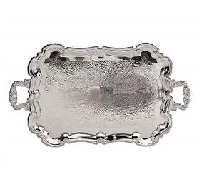 Plateau de service à forte demande plateau en métal différent forme rectangulaire nickelé avec poignées pour la maison hôtel et café hautes qualités - Product Image 6