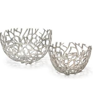 Ensemble de 2 bol de service décoratif en aluminium argenté et doré, bol élégant pour la maison, la cuisine, la table à manger, la fête et le mariage - Product Image 3