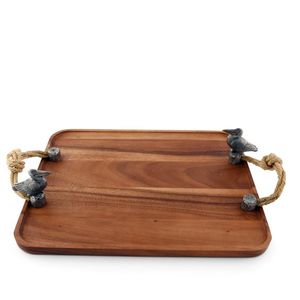 Proveedores al por mayor de diseño único bandeja para servir comida de Ramadán bandeja de madera de primera calidad con mango de hoja elegante al mejor precio - Product Image 3