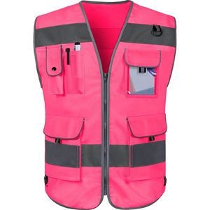 Hi Vis Vest 9 bolsillos Chaleco DE SEGURIDAD reflectante de alta visibilidad para hombres Mujeres Chaleco de construcción de seguridad con tiras reflectantes - Product Image 1