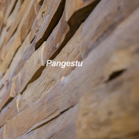Paneles de Pared de Madera de Teca Reciclada de Estilo Clásico Moderno, Patrón Geométrico, Revestimiento Decorativo Interior, Insonorizante, Entretenimiento en el Hogar