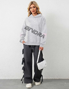 2025 femmes automne vêtements logo personnalisé femmes pull à capuche blanc couleur unie à capuche sweats décontractés - Product Image 2