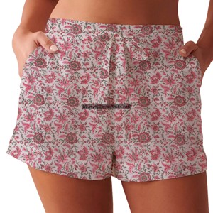 Shorts en coton doux pour femmes, imprimés à la main, vêtements courts, pyjama respirant, coton indien imprimé à la main - Product Image 3