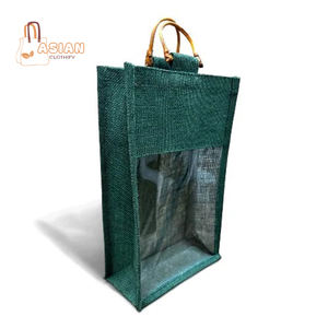 Customizable Biodegradable Jute Wine Bag with Rope Handle <b>Textile</b> <b>Packaging</b> for Industrial Gifts for sale low price - Product Image 2