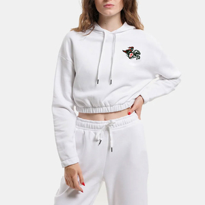 Women's High Waist <b>Sweatpants</b> Crop Top Autumn Two Piece Loose Training Jogger Sets Tassel Solid Gym Use OEM Cropped Tracksuits - Product Image 5