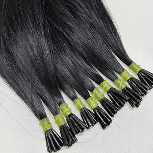 100% Virgen Remy Raw Indian I-Tip Extensiones de cabello 12A Grado Cutícula alineada Natural Negro Recto - Product Image 1