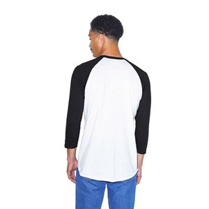 Ultrasoft-Camiseta de béisbol ligera, 50% Algodón, 50% poliéster, 200 gsm, ajustada, blanca y negra, raglán, manga 3/4 - Product Image 3
