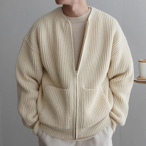 High demand <b>Mens</b> <b>zip</b>-<b>up</b> knitted <b>cardigan</b> with front pockets - Product Image 2