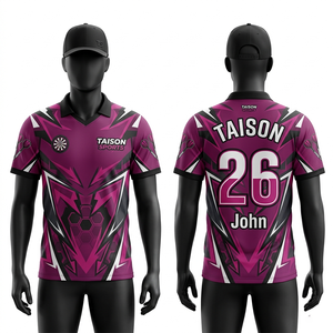 Maillot de fléchettes pour hommes 185 GSM en maille polyester respirante rose noir blanc, style panneau épuré, logo personnalisé par transfert thermique, uniforme professionnel - Product Image 1