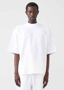 Mock Neck Peached French Terry Cotton Camiseta de gran tamaño Boxy Camiseta lisa en blanco de alta calidad para hombres de gran tamaño 210 Gsm Full - Product Image 5
