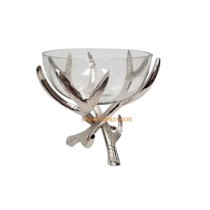 Cuenco de vino de vidrio transparente con espejo de aluminio Ramas pulidas Soporte de diseño Hoteles y eventos Artículos de mesa Cubo de hielo de vino - Product Image 1