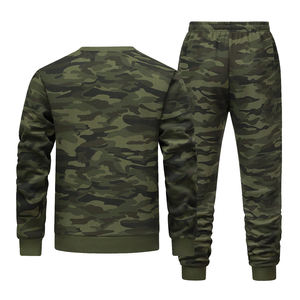 Ensemble survêtement camouflage pour homme personnalisé avec logo imprimé, deux pièces, sweat à capuche en polaire, pantalon de jogging, genouillères d'hiver - Product Image 2