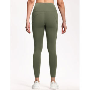 Pantalon de yoga doux taille haute pour femmes pas de contrôle transparent du ventre taille élastique entraînement athlétique Leggings de course écologique - Product Image 1