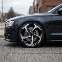 Jantes JWYC 17-19 pouces 5x114.3 5x100 Flow Formed, finition noire usinée, 5 branches, type turbine, compatibles Civic WRX