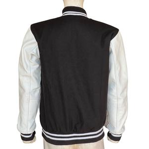 Chaqueta Universitaria MOVA TEXTILES al por Mayor, Negra y Blanca, de Lana, con Mangas de Cuero, Estilo Formal de Camuflaje para Hombre y Mujer - Product Image 2