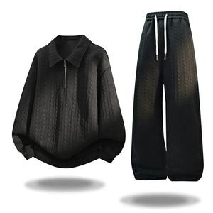 2025 Otoño Invierno Top moda Casual ropa deportiva conjunto de dos piezas suave comodidad tela al aire libre Activewear cuello media cremallera Sudadera con capucha - Product Image 6