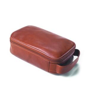 Sac à cosmétiques en cuir véritable de qualité supérieure, fermeture à glissière de couleur marron, nouveau Style - Product Image 1
