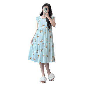 V1110 suave y fresco vestido de lino Babydoll para mujeres embarazadas ropa de maternidad absorbente de sudor precio al por mayor - Product Image 1