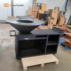 Barbecue moderne en acier corten noir durable, résistant à la rouille, avec allumage automatique, surface antiadhésive, pour le camping en plein air, le jardin, l'utilisation au feu de bois - Product Image 2