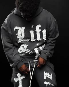 Vente en gros de sweats à capuche délavés à l'acide 100% coton unisexes personnalisés sweats à capuche brodés à fermeture éclair en détresse - Product Image 6