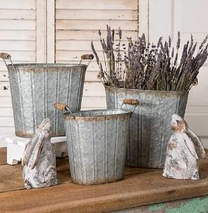 Juego de 3 contenedores de almacenamiento de alimentos galvanizados en forma de cubo, vajilla elegante para el hogar y utensilios de cocina, solución de almacenamiento de alimentos - Product Image 2