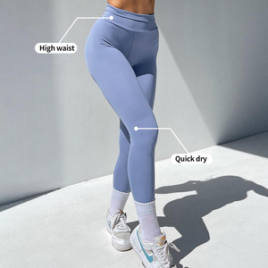 2024 pantalones de entrenamiento de gimnasio de cintura alta personalizados para mujer nuevas mallas de Fitness con realce de glúteos transpirable diseño sin costuras bolsillo push-up - Product Image 5