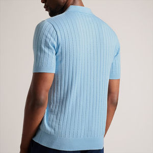 2024 Polo de punto de seda para hombre de manga corta de color sólido al por mayor personalizado ropa de verano de alta calidad - Product Image 3