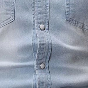 قميص جينز للرجال لجميع المواسم مع زر تناسب الكلاسيكية وميزات الجيب الأمامية والوظيفية - Product Image 5