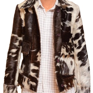 Women's Jackets Real Cowhide Hair Cow Skin Made Luxury Waist Belt Varsity Woman Jacket - Product Image 1