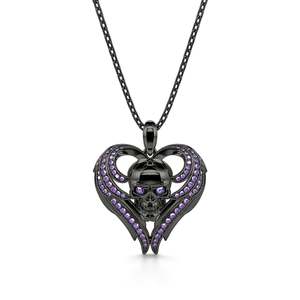 Collier pendentif Jeulia en argent sterling avec ailes d'ange et crâne - Charme vintage en cristal, perle et diamant - Product Image 1