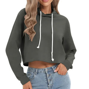 เสื้อฮู้ดเอวลอยทำจากวัสดุระบายอากาศ100% สำหรับผู้หญิงเสื้อครอปไหล่ตกราคาสมเหตุสมผล - Product Image 3
