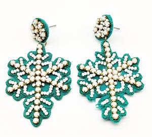 Comprar Merry Shine joyería de moda de Navidad en forma de copo de nieve pendientes de tuerca para las mujeres de fabricación india - Product Image 6