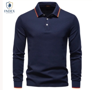 INDEX APPAREL <b>Men's</b> Dark <b>Green</b> Long Sleeve <b>Polo</b> <b>Shirt</b> Knitted Solid Color Casual Button Down Regular Fit Cotton - Product Image 5
