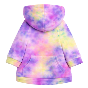 เสื้อฮู้ดดี้กำมะหยี่สำหรับสุนัข ลายมัดย้อมสีรุ้ง เนื้อผ้านุ่มสบาย พร้อมฮู้ด อุ่นสบาย เหมาะสำหรับใส่ในฤดูหนาว สำหรับสุนัขขนาดเล็กถึงขนาดกลาง - Product Image 5