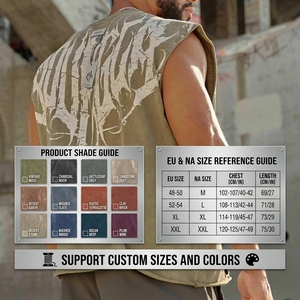 <span class=keywords><strong>Camiseta</strong></span> sin mangas de entrenamiento vintage para <span class=keywords><strong>hombre</strong></span>, con estampado desgastado, estilo gimnasio, corte cropped con borde sin rematar, estilo streetwear. - Product Image 3