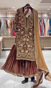 Nuevo diseñador Party Top Palazzo y Dupatta Set con bordado de secuencia Elegante traje de tres piezas perfecto para ocasiones especiales - Product Image 6