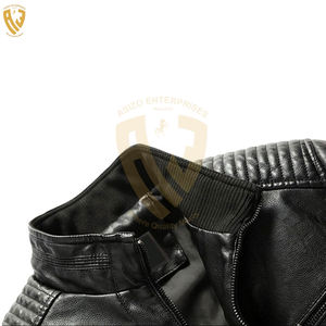 Vente en gros pakistanaise Veste en cuir décontractée pour hommes avec tissu en toile Nouvelle veste de moto avec ceinture latérale de conception OEM - Product Image 6