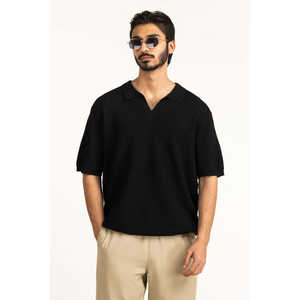 MN-PSH-SS26-504 B Polo ajusté en maille de haute qualité, uni foncé, brodé, infroissable, compressé, à carreaux foncés, teint - Product Image 2